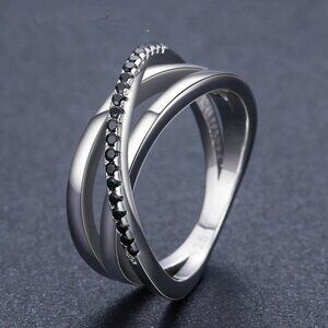 Multi Layer Four Lines Stacking Cross Stackable Rings for Women, PD048